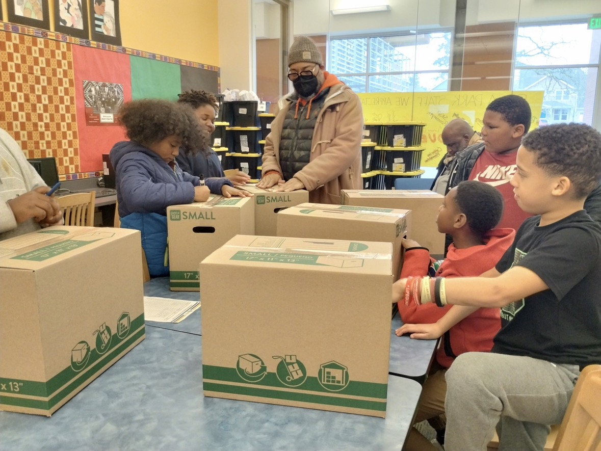Volunteers helping children and families